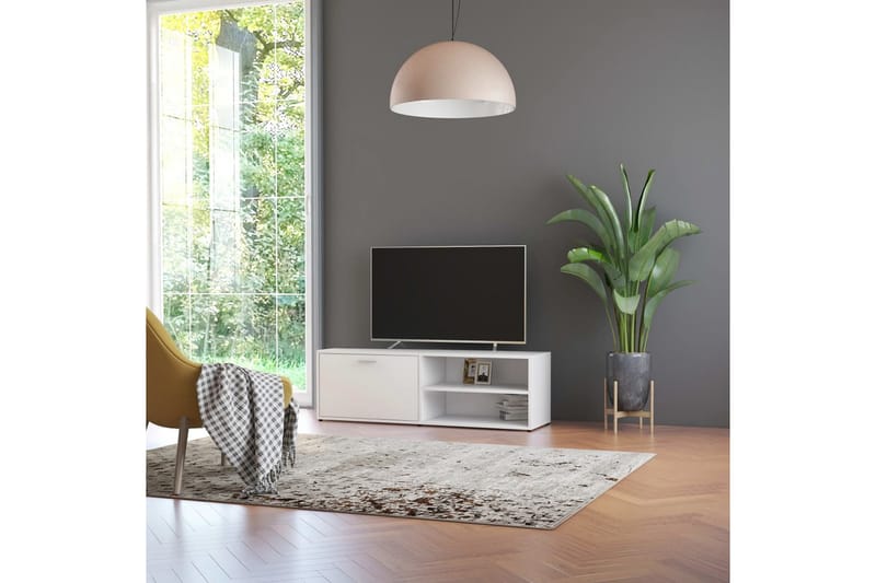 TV-taso valkoinen 120x34x37 cm lastulevy - Valkoinen - Huonekalut - TV- & Mediakalusteet - Tv taso & Mediataso