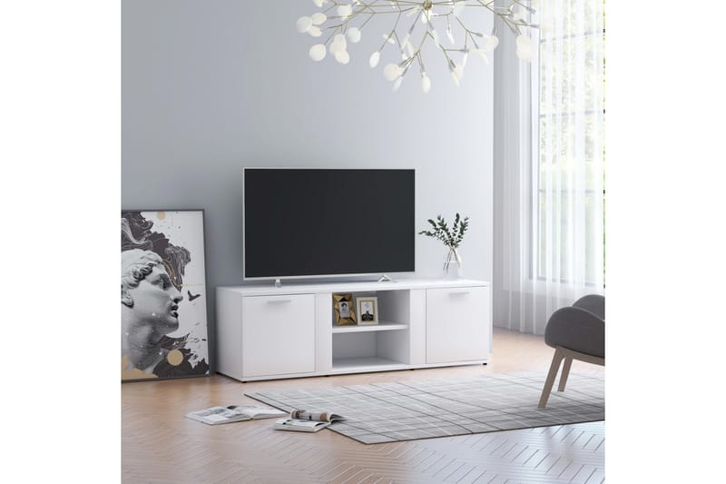 TV-taso valkoinen 120x34x37 cm lastulevy - Valkoinen - Huonekalut - TV- & Mediakalusteet - Tv taso & Mediataso