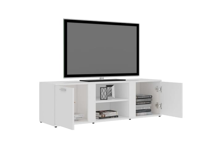 TV-taso valkoinen 120x34x37 cm lastulevy - Valkoinen - Tv taso & Mediataso
