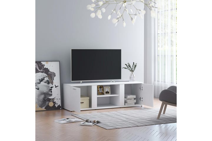 TV-taso valkoinen 120x34x37 cm lastulevy - Valkoinen - Tv taso & Mediataso