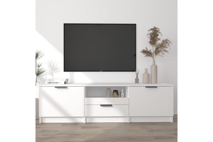 TV-taso valkoinen 140x35x40 cm tekninen puu - Valkoinen - Tv taso & Mediataso