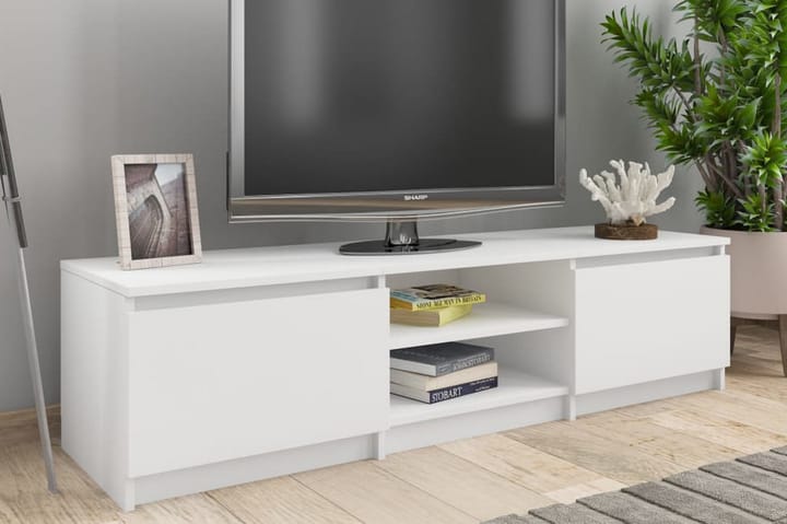 TV-taso valkoinen 140x40x35,5 cm lastulevy - Valkoinen - Tv taso & Mediataso