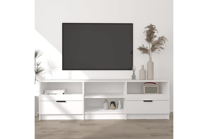 TV-taso valkoinen 150x33,5x45 cm tekninen puu - Valkoinen - Tv taso & Mediataso