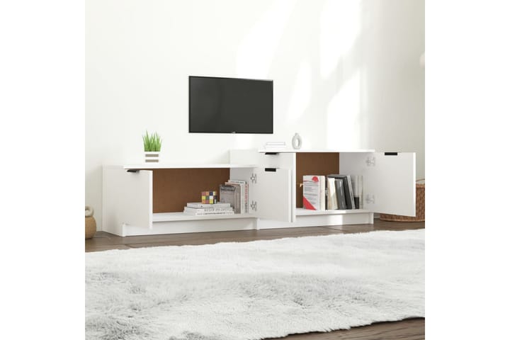 TV-taso valkoinen 158,5x36x45 cm tekninen puu - Valkoinen - Tv taso & Mediataso