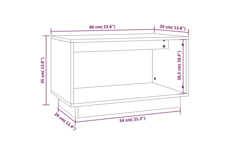TV-taso valkoinen 60x35x35 cm täysi mänty - Valkoinen - Huonekalut - TV- & Mediakalusteet - Tv taso & Mediataso