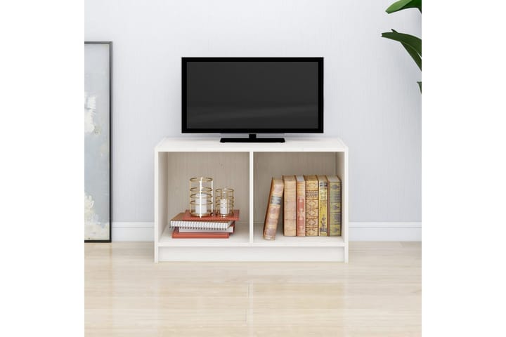 TV-taso valkoinen 70x33x42 cm täysi mänty - Valkoinen - Tv taso & Mediataso