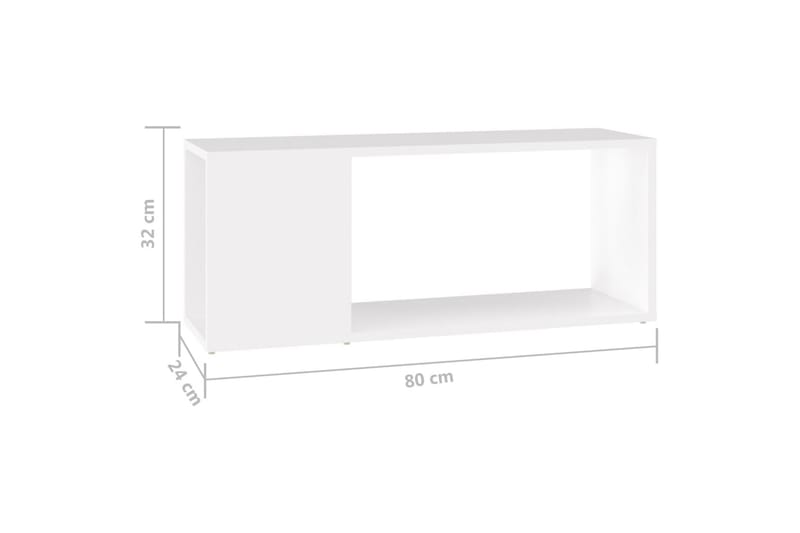 TV-taso valkoinen 80x24x32 cm lastulevy - Valkoinen - Huonekalut - TV- & Mediakalusteet - Tv taso & Mediataso