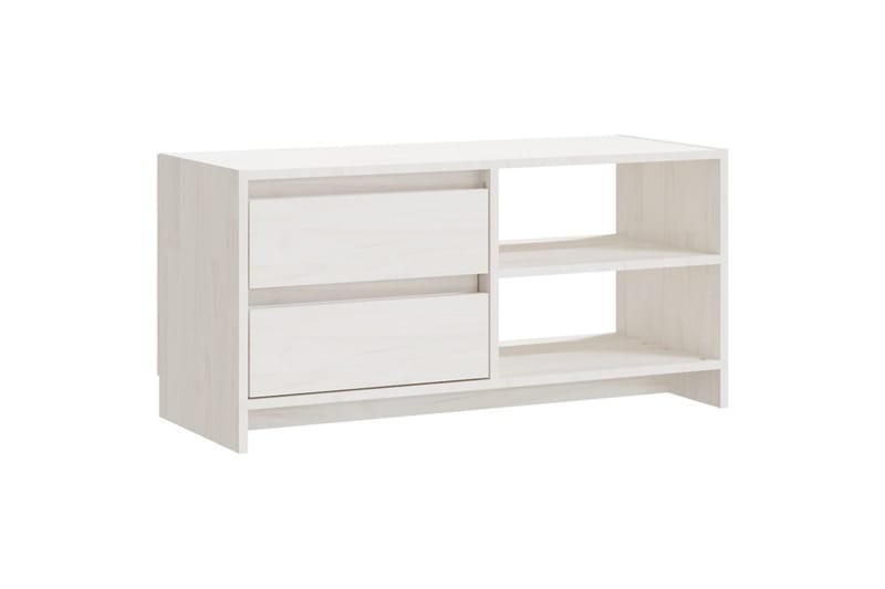 TV-taso valkoinen 80x31x39 cm täysi mänty - Valkoinen - Huonekalut - TV- & Mediakalusteet - Tv taso & Mediataso