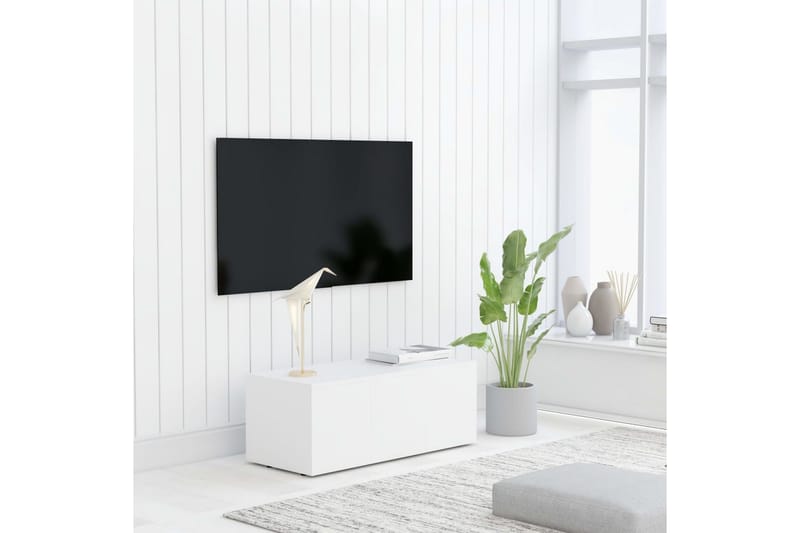 TV-taso valkoinen 80x34x30 cm lastulevy - Huonekalut - TV- & Mediakalusteet - Tv taso & Mediataso