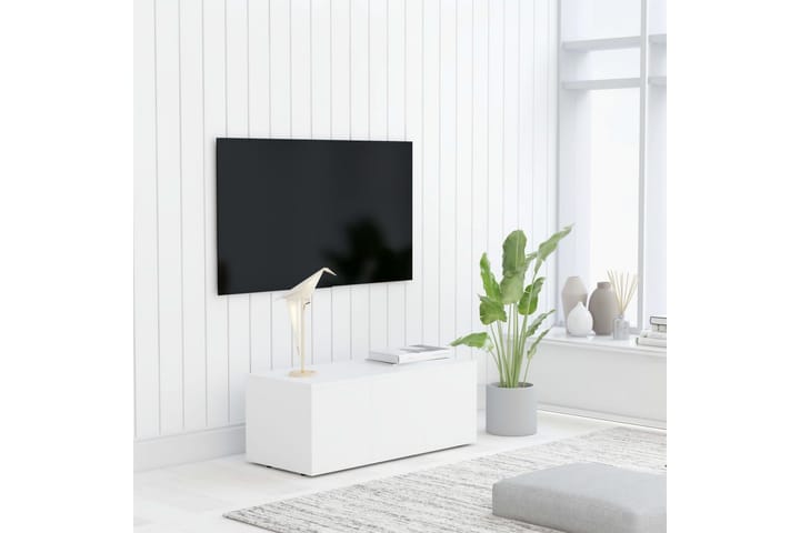 TV-taso valkoinen 80x34x30 cm lastulevy - Tv taso & Mediataso