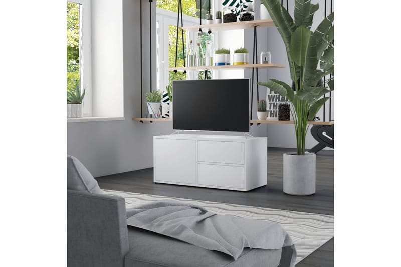 TV-taso valkoinen 80x34x36 cm lastulevy - Huonekalut - TV- & Mediakalusteet - Tv taso & Mediataso