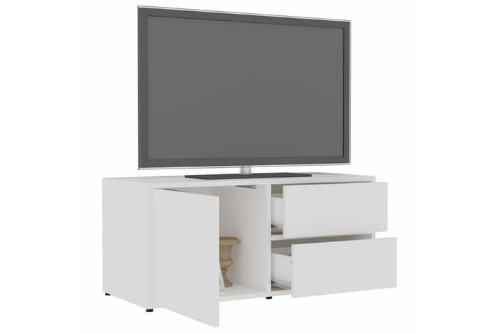 TV-taso valkoinen 80x34x36 cm lastulevy - Tv taso & Mediataso
