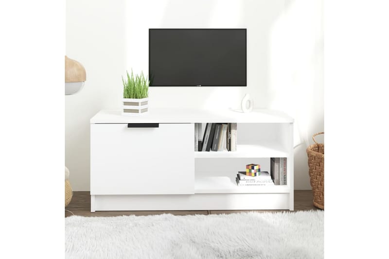 TV-taso valkoinen 80x35x36,5 cm tekninen puu - Valkoinen - Huonekalut - TV- & Mediakalusteet - Tv taso & Mediataso