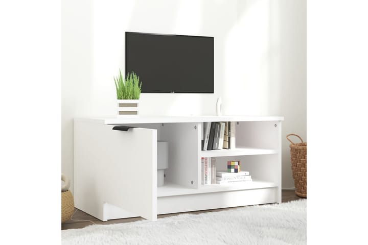 TV-taso valkoinen 80x35x36,5 cm tekninen puu - Valkoinen - Tv taso & Mediataso