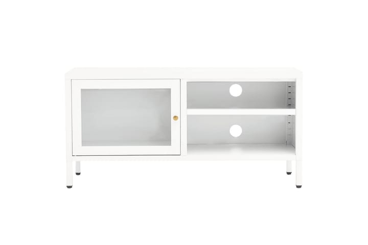 TV-taso valkoinen 90x30x44 cm teräs ja lasi - Valkoinen - Tv taso & Mediataso