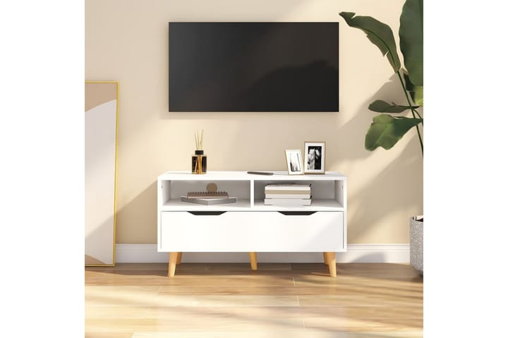 TV-taso valkoinen 90x40x48,5 cm lastulevy - Tv taso & Mediataso