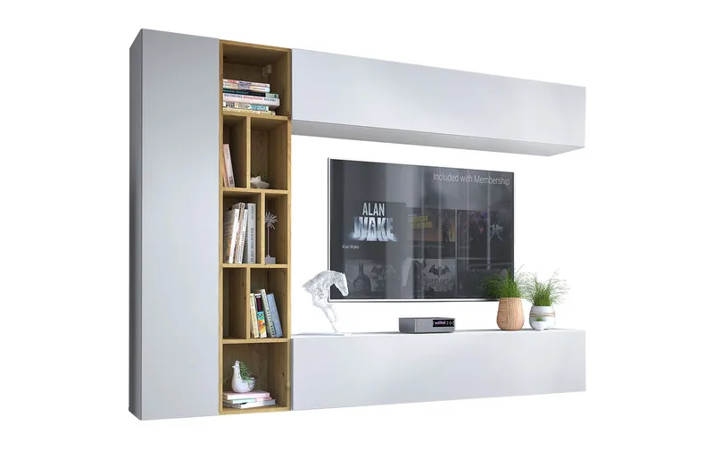 TV-Taso - Valkoinen/Tammi - Huonekalut - TV- & Mediakalusteet - Tv taso & Mediataso