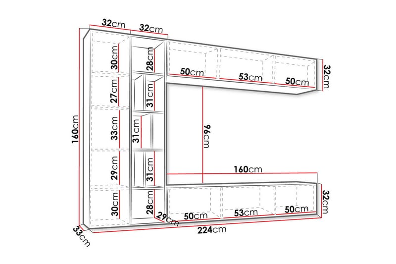 TV-Taso - Valkoinen/Tammi - Huonekalut - TV- & Mediakalusteet - Tv taso & Mediataso