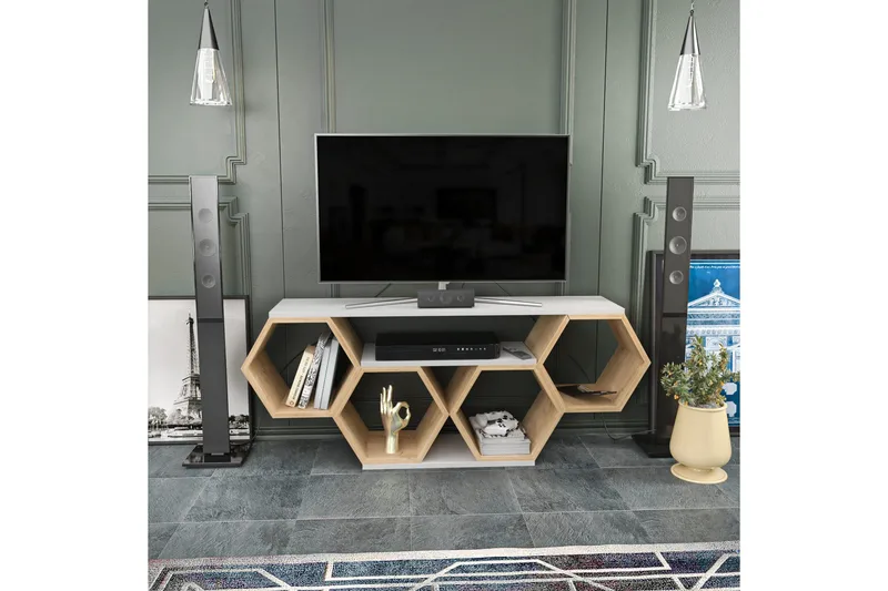 TV-taso Violaceae 140x55,5 cm - Valkoinen - Huonekalut - TV- & Mediakalusteet - Tv taso & Mediataso