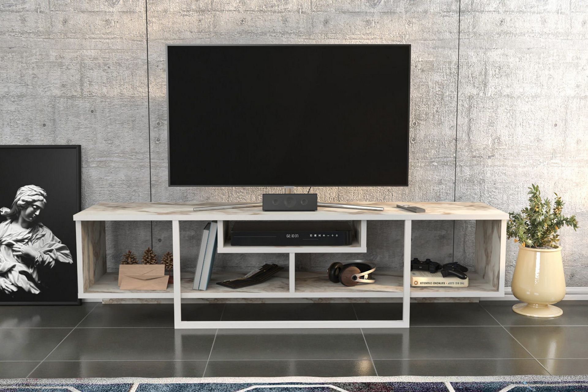 TV-taso Violaceae 150x40 cm - Valkoinen - Huonekalut - TV- & Mediakalusteet - Tv taso & Mediataso