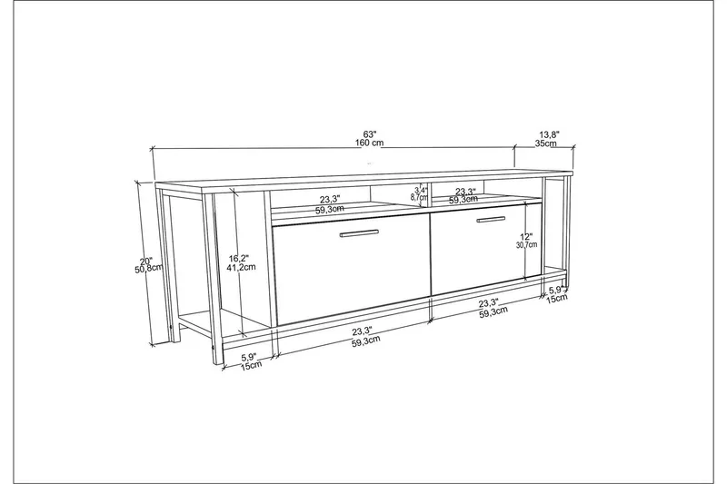TV-taso Violaceae 160x50,8 cm - Ruskea - Huonekalut - TV- & Mediakalusteet - Tv taso & Mediataso