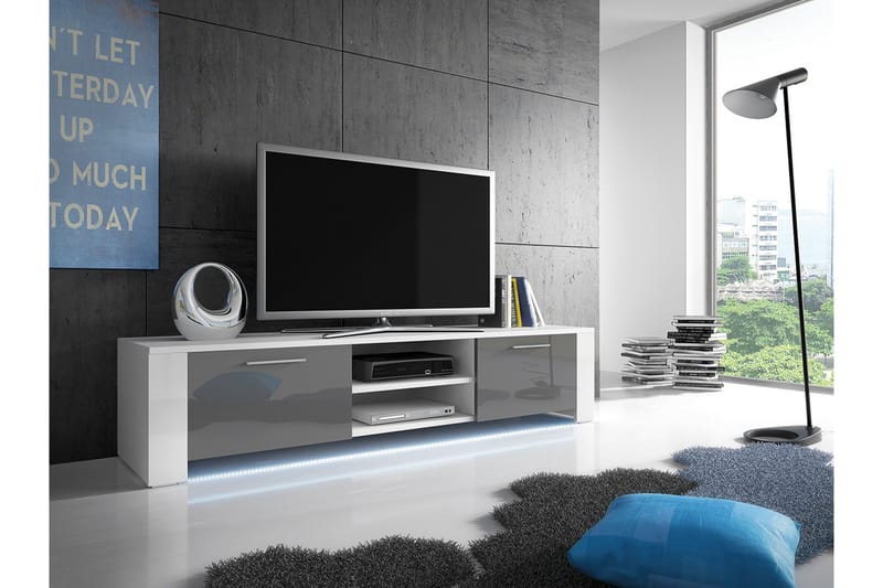 TV-taso Wilcher 166 cm, Harmaa/Valkoinen