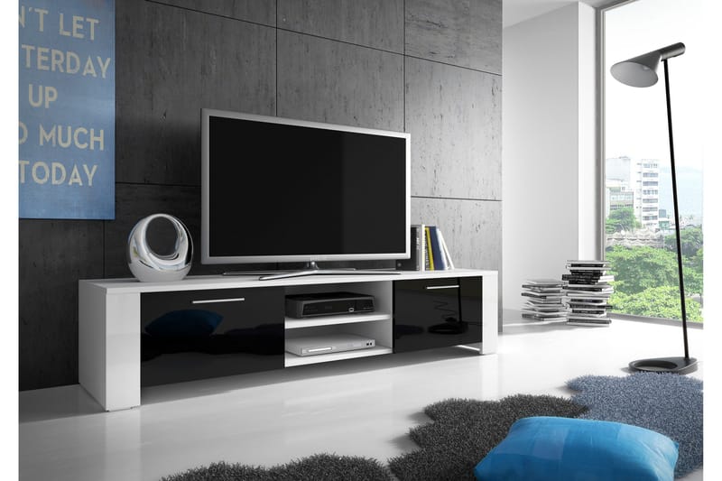 TV-taso Wilcher 166 cm, Valkoinen/Musta