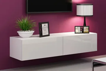 TV-taso Wishon 140 cm - Valkoinen/Valk Korkeakiilto - Huonekalut - TV- & Mediakalusteet - Tv taso & Mediataso