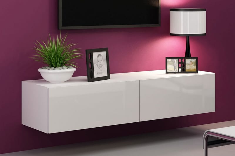 TV-taso Wishon 140 cm - Valkoinen/Valk Korkeakiilto - Huonekalut - TV- & Mediakalusteet - Tv taso & Mediataso