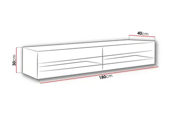 TV-taso Wishon 180 cm Avoin Hylly - Valkoinen/Valk Korkeakiilto - Huonekalut - TV- & Mediakalusteet - Tv taso & Mediataso
