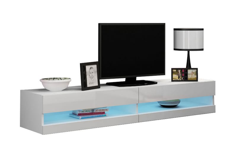 TV-taso Wishon 180 cm Avoin Hylly - Valkoinen/Valk Korkeakiilto - Huonekalut - TV- & Mediakalusteet - Tv taso & Mediataso