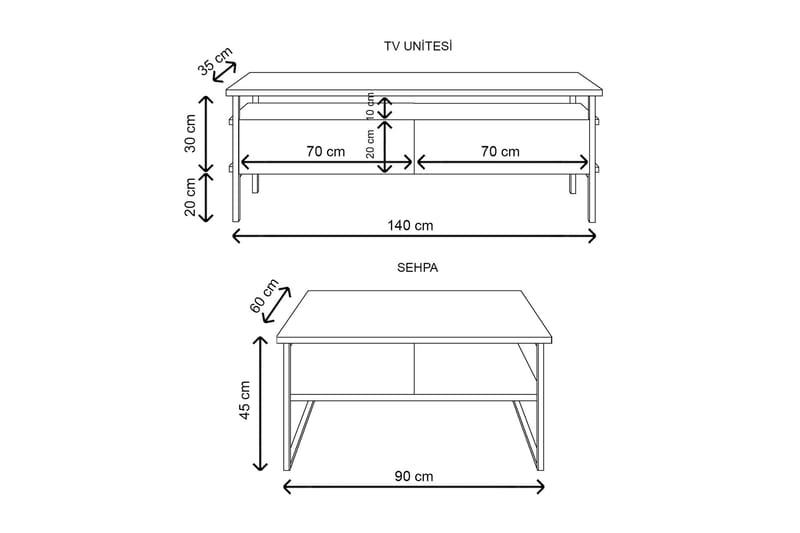 TV-taso Yhealing 140 cm - Luonnonväri - Tv taso & Mediataso