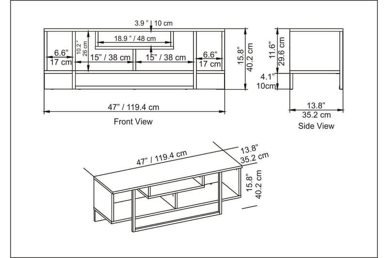 TV-taso Zakkum 120x40,2 cm - Kulta - Tv taso & Mediataso