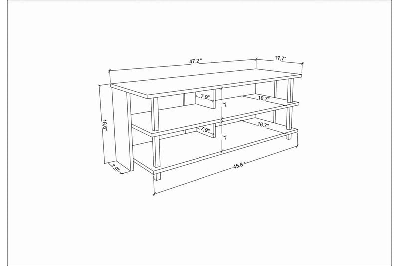 TV-taso Zakkum 120x47,4 cm - Kulta - Tv taso & Mediataso