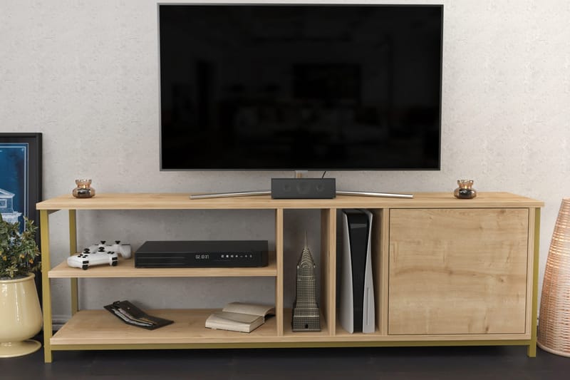 TV-taso Zakkum 140x50,8 cm - Kulta - Huonekalut - TV- & Mediakalusteet - Tv taso & Mediataso
