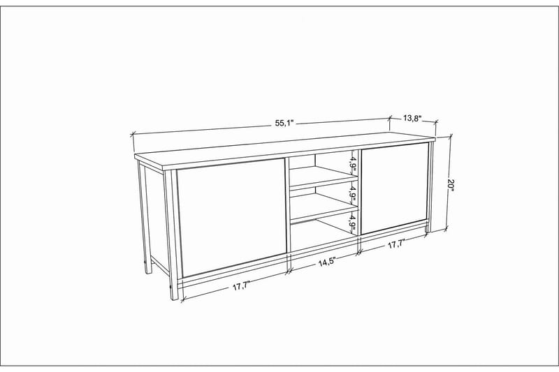 TV-taso Zakkum 140x50,8 cm - Kulta - Tv taso & Mediataso