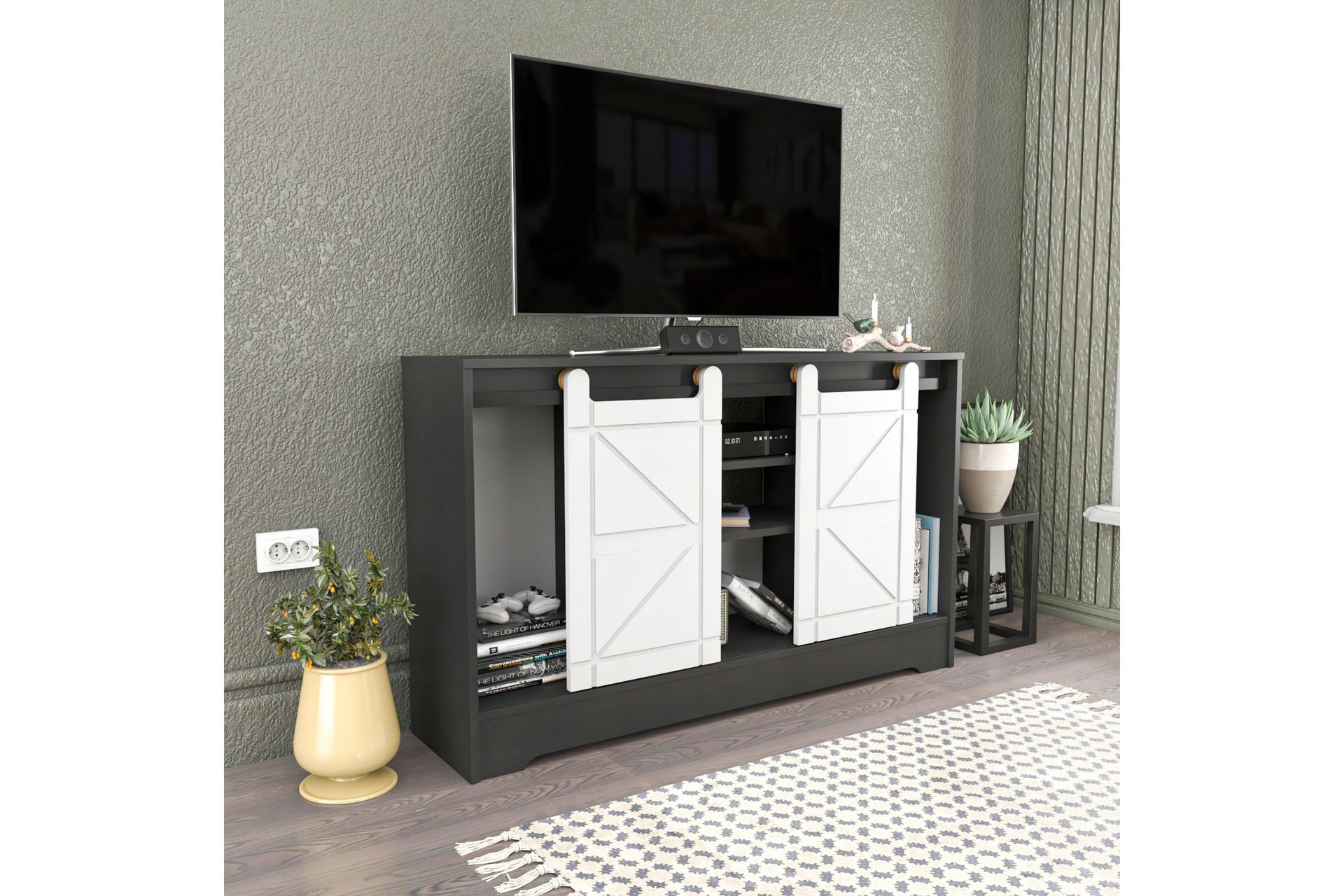 TV-taso Zakkum 140x85 cm - Harmaa - Huonekalut - TV- & Mediakalusteet - Tv taso & Mediataso