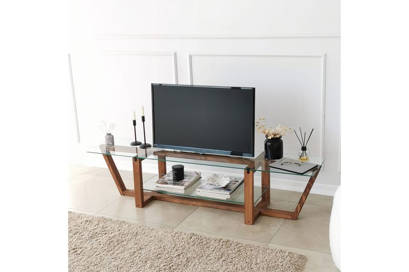 TV-taso Zakkum 158x35 cm - Ruskea - Huonekalut - TV- & Mediakalusteet - Tv taso & Mediataso