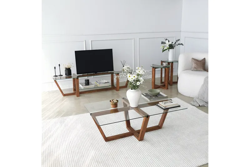 TV-taso Zakkum 158x35 cm - Ruskea - Huonekalut - TV- & Mediakalusteet - Tv taso & Mediataso