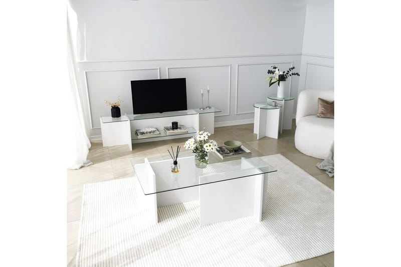 TV-taso Zakkum 158x40 cm - Valkoinen - Huonekalut - TV- & Mediakalusteet - Tv taso & Mediataso