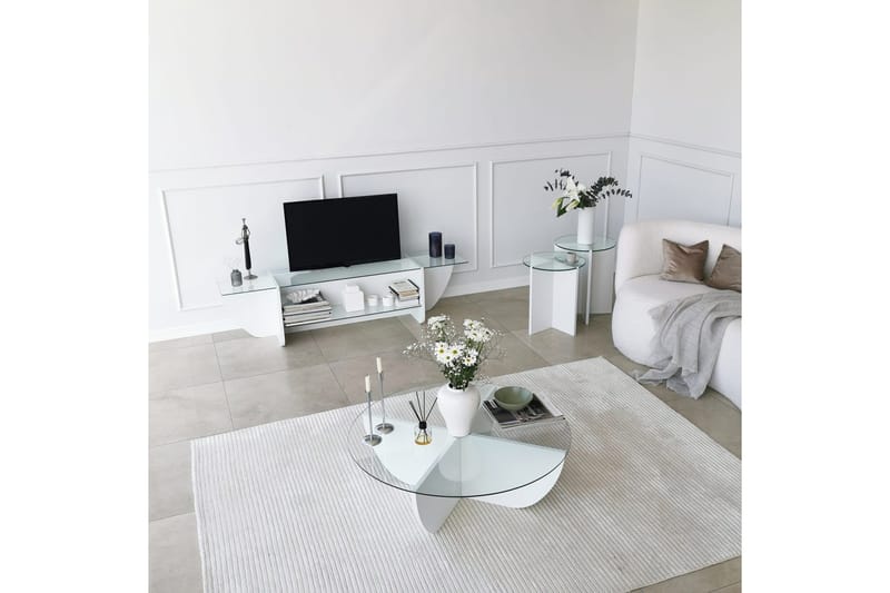 TV-taso Zakkum 158x40 cm - Valkoinen - Huonekalut - TV- & Mediakalusteet - Tv taso & Mediataso