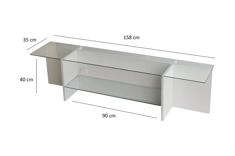 TV-taso Zakkum 158x40 cm - Valkoinen - Huonekalut - TV- & Mediakalusteet - Tv taso & Mediataso