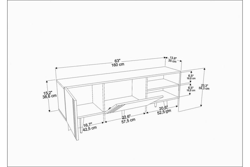 TV-taso Zakkum 160x38,6 cm - Ruskea - Huonekalut - TV- & Mediakalusteet - Tv taso & Mediataso