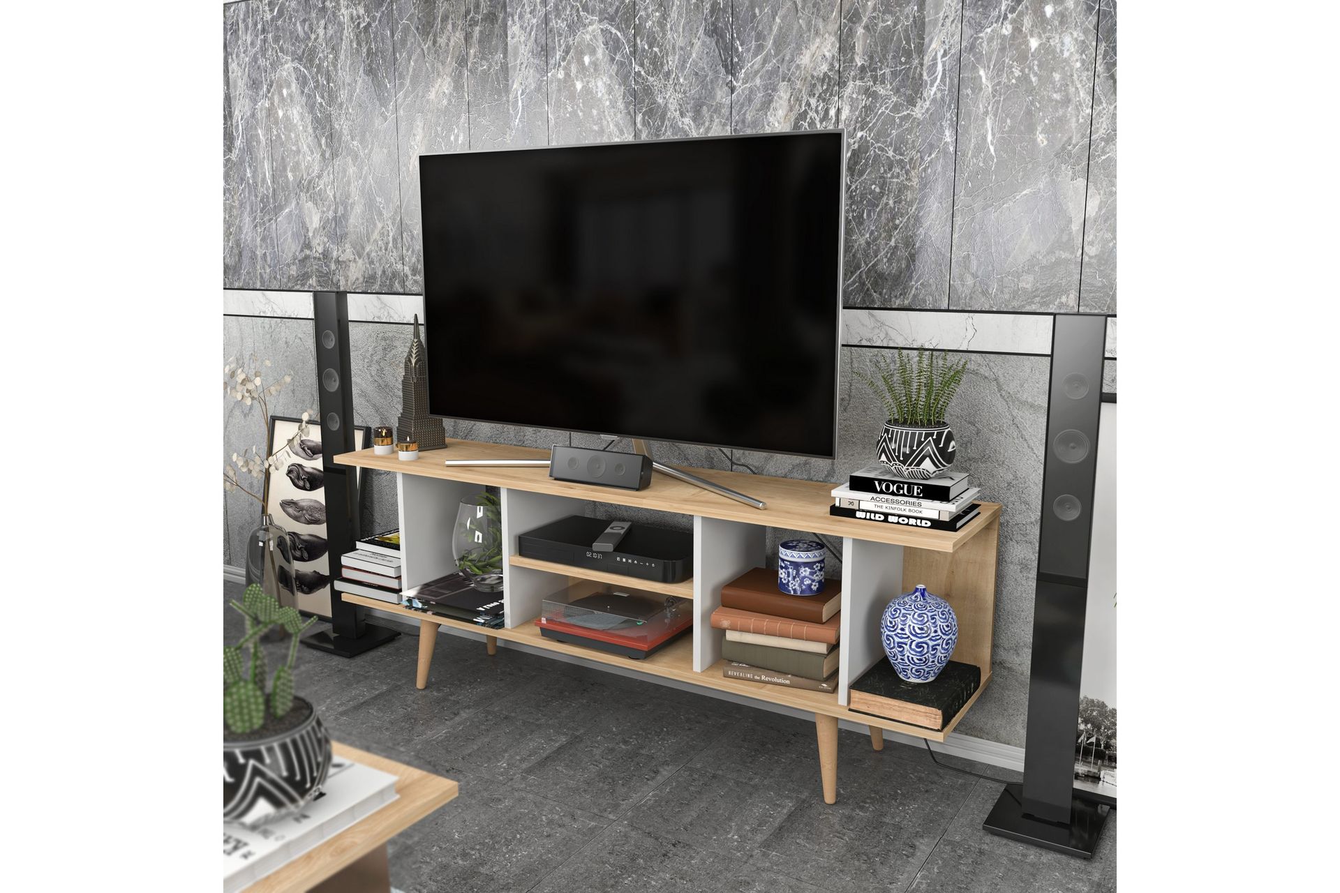 TV-taso Zakkum 160x38,6 cm - Sininen - Huonekalut - TV- & Mediakalusteet - Tv taso & Mediataso