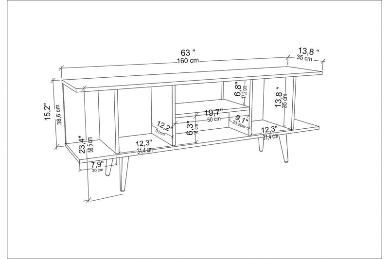 TV-taso Zakkum 160x38,6 cm - Sininen - Huonekalut - TV- & Mediakalusteet - Tv taso & Mediataso