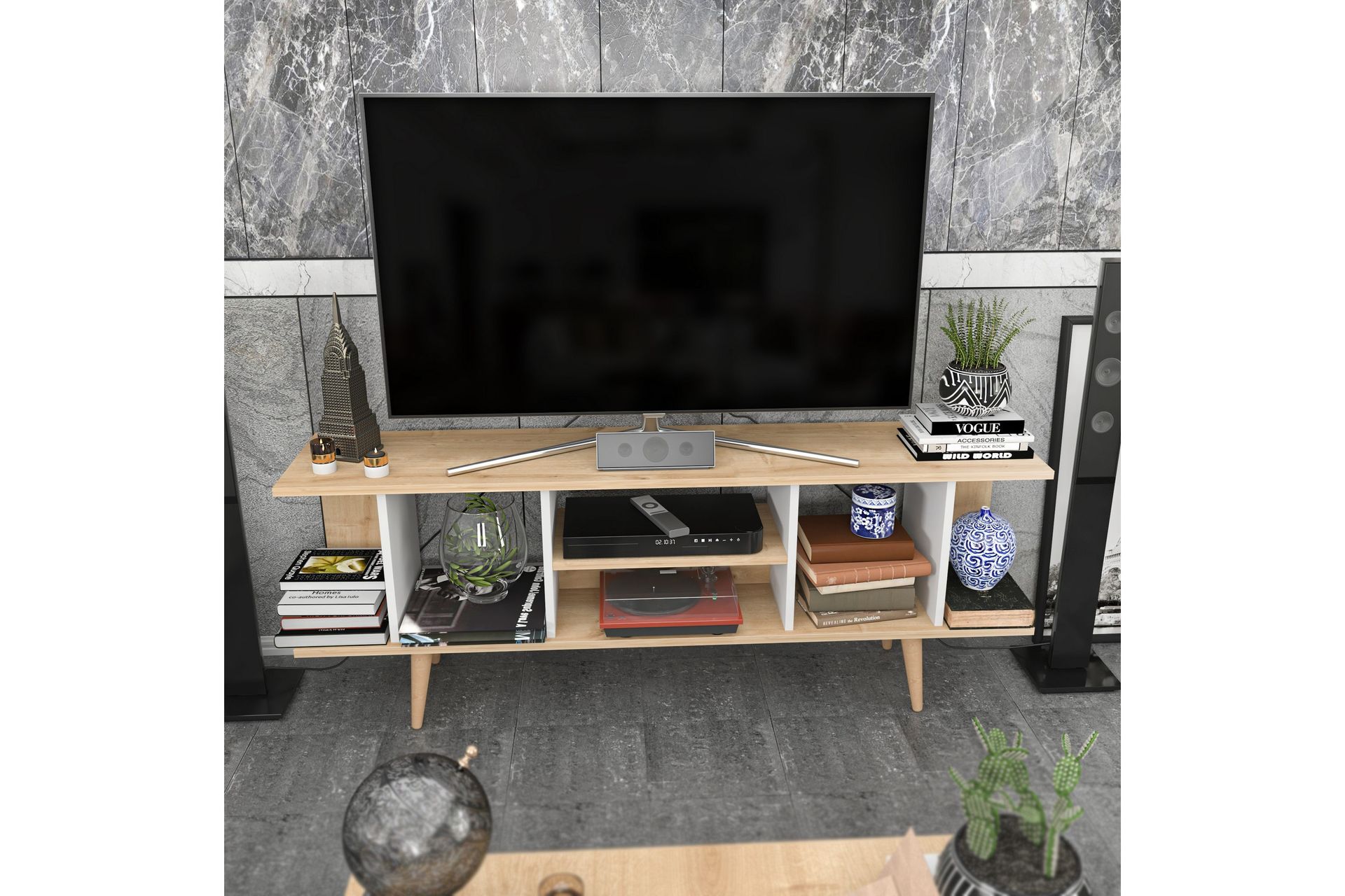 TV-taso Zakkum 160x38,6 cm - Sininen - Huonekalut - TV- & Mediakalusteet - Tv taso & Mediataso