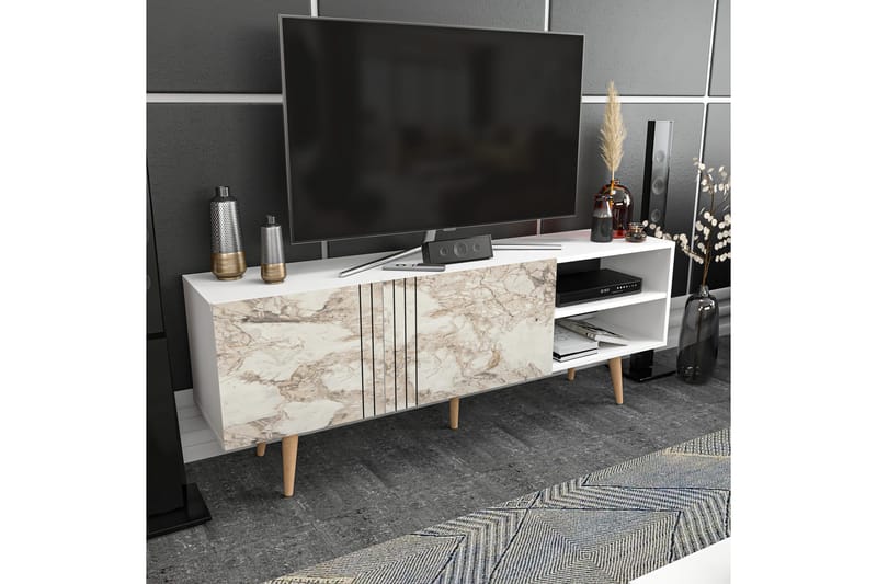 TV-taso Zakkum 160x38,6 cm - Valkoinen - Huonekalut - TV- & Mediakalusteet - Tv taso & Mediataso