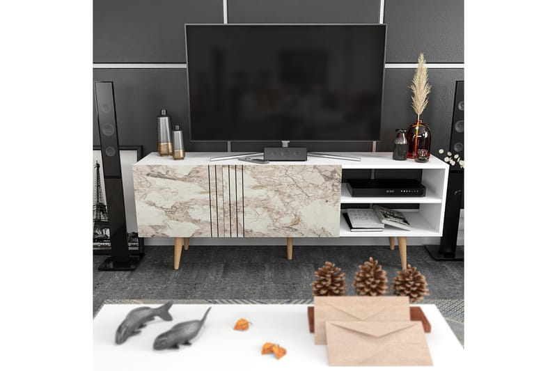 TV-taso Zakkum 160x38,6 cm - Valkoinen - Huonekalut - TV- & Mediakalusteet - Tv taso & Mediataso