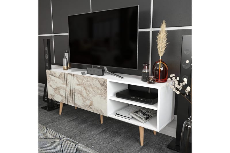 TV-taso Zakkum 160x38,6 cm - Valkoinen - Huonekalut - TV- & Mediakalusteet - Tv taso & Mediataso