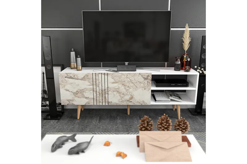 TV-taso Zakkum 160x38,6 cm, Valkoinen